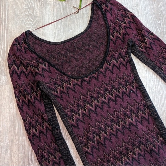 FREE PEOPLE - Mini Knit Zig Zag Sweater Bodycon Dress - Picture 10 of 10